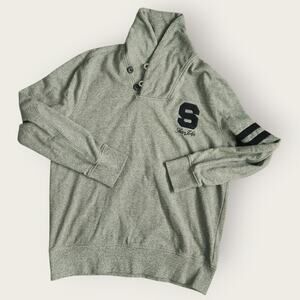 Sean John Sweater Men's Sz L Gray Mock Neck Pullover Fleece Fall Attire